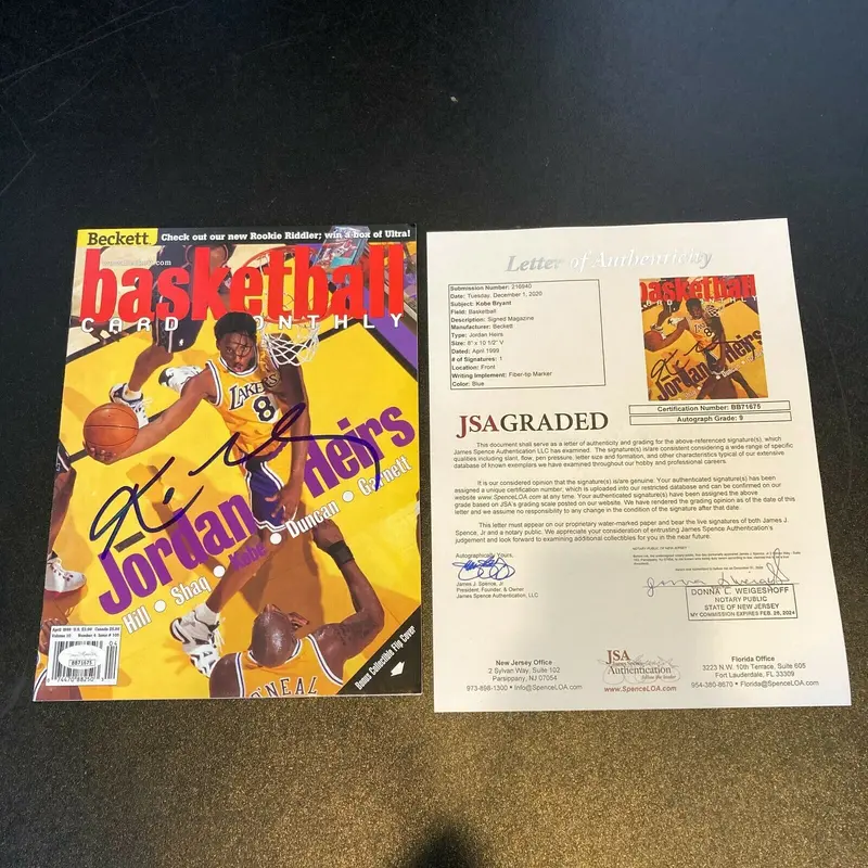 Kobe Bryant Signed Autographed 1999 Beckett Jordan Magazine JSA Graded MINT 9