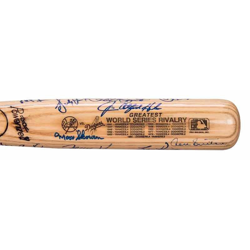 New York Yankees & Los Angeles Dodgers Team Signed World Series Bat JSA COA