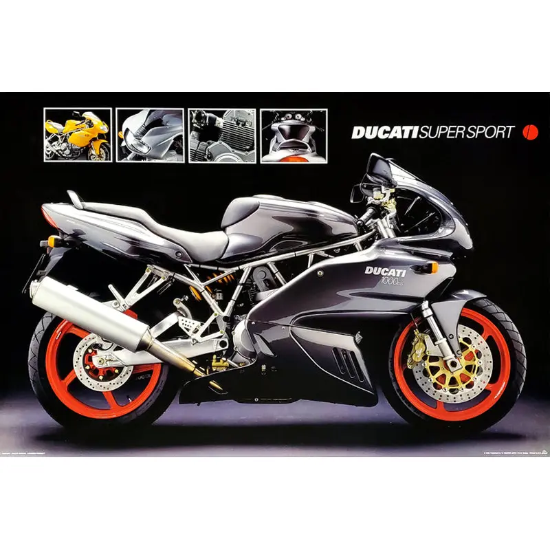 Ducati Super Sport 1000 DS Classic Motorcycle Poster - Nuova 2003