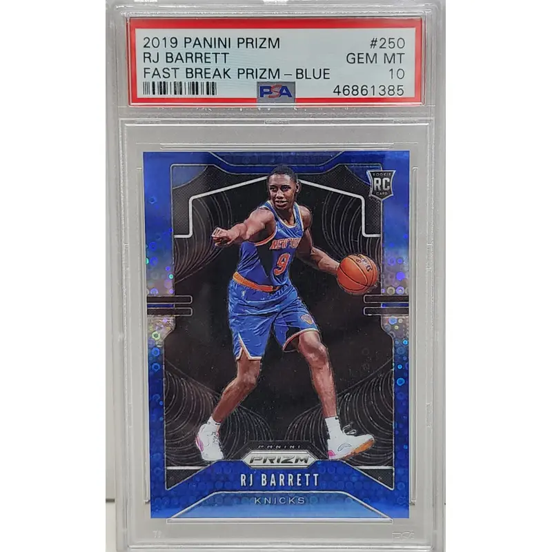 RJ Barrett 2019 Panini Prizm RC Fast Break Prizm Blue #28/175 PSA 10 Gem Mint