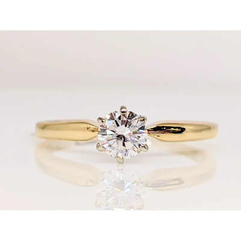14K .35 CARAT TOTAL VS2 J DIAMOND ROUND ESTATE SOLITAIRE RING 1.6 GRAMS