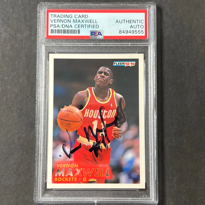 1993-94 Fleer #78 Vernon Maxwell Signed Card AUTO PSA Slabbed Rockets