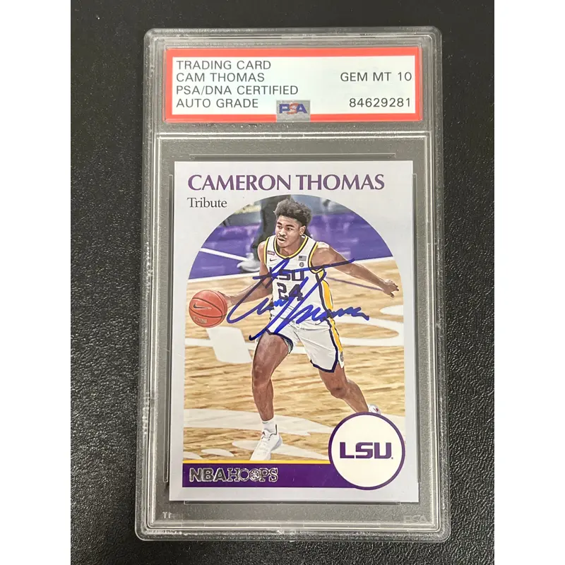 2021 Panini Chronicles #65 Cam Thomas Signed Card PSA/DNA AUTO 10 LSU