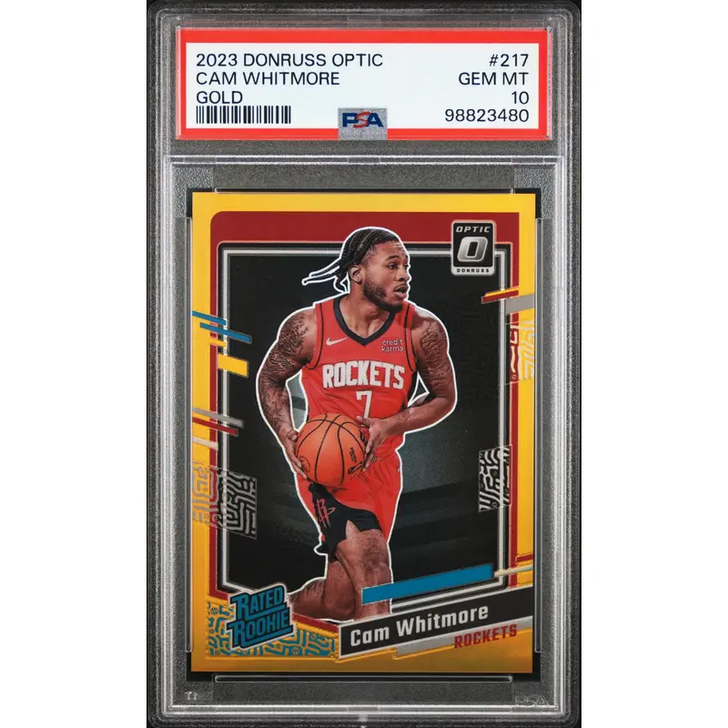 Cam Whitmore 2023 Donruss Optic Rookie #217 Gold Holo PSA 10 Gem Mint