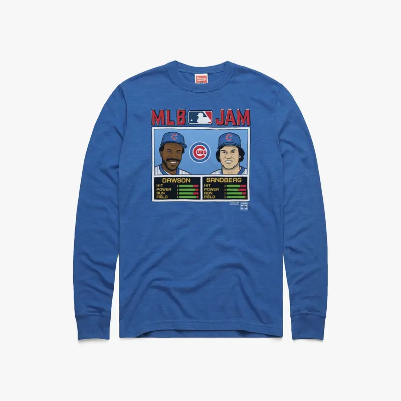 MLB Jam Cubs Dawson And Sandberg Long Sleeve Tee