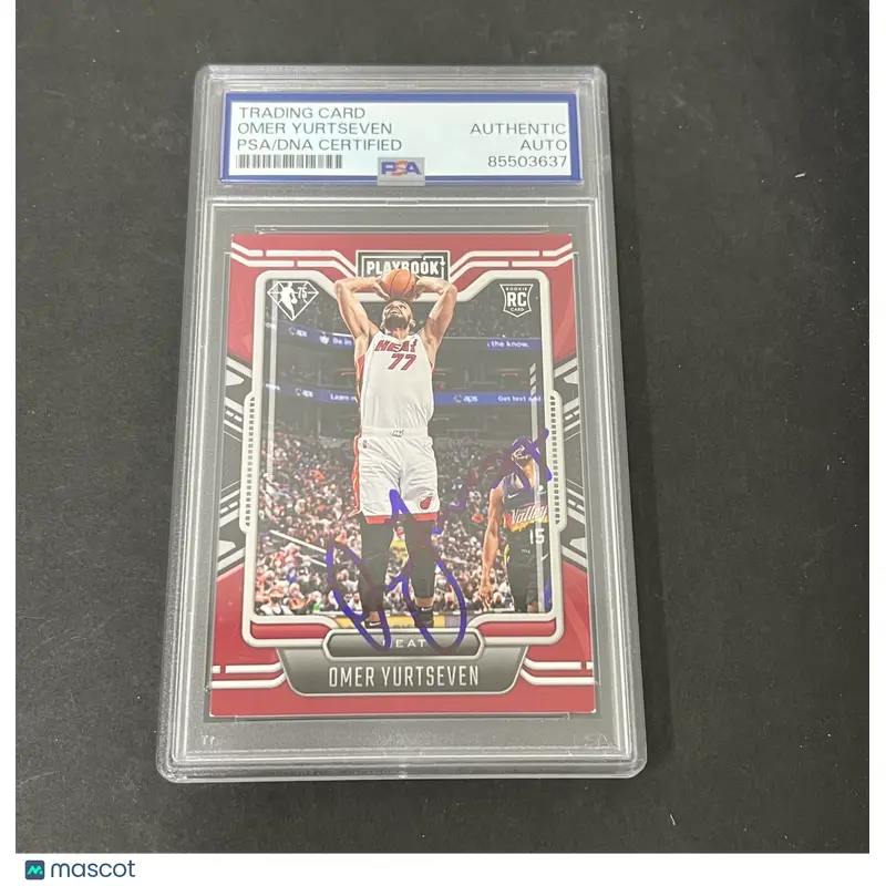 2021-22 Panini Chronicles Playbook #283 Omer Yurtseven signed card PSA Heat