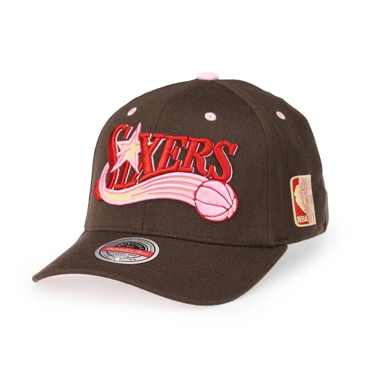 Mitchell & Ness - Classic Red Snapback - Philadelphia 76ers - Brown/Pink UV
