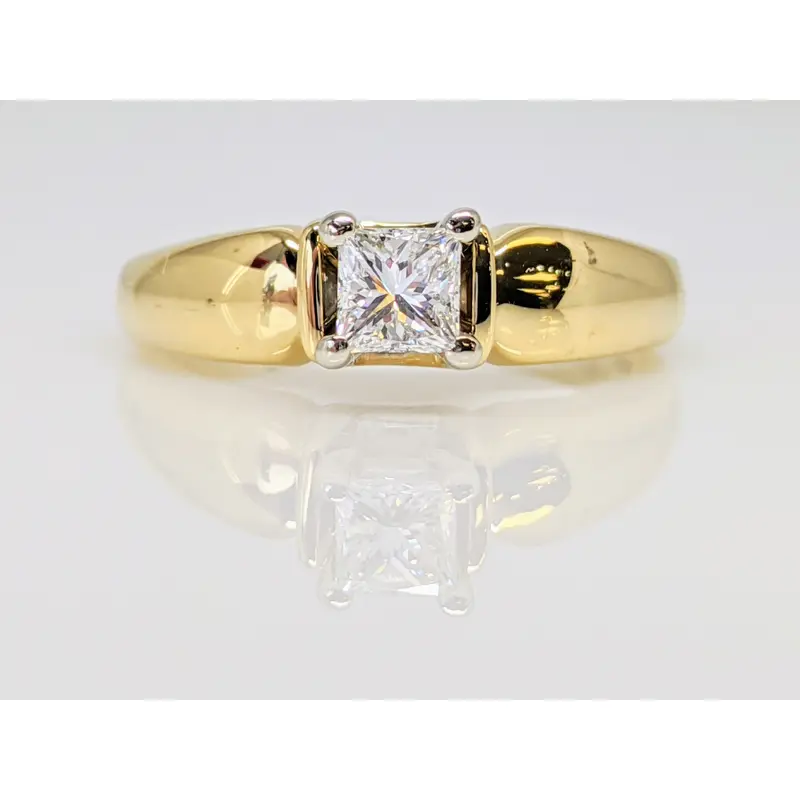 14K .36 CARAT TOTAL VS2 F DIAMOND PRINCESS CUT SOLITAIRE ESTATE RING 4.1 GRAMS