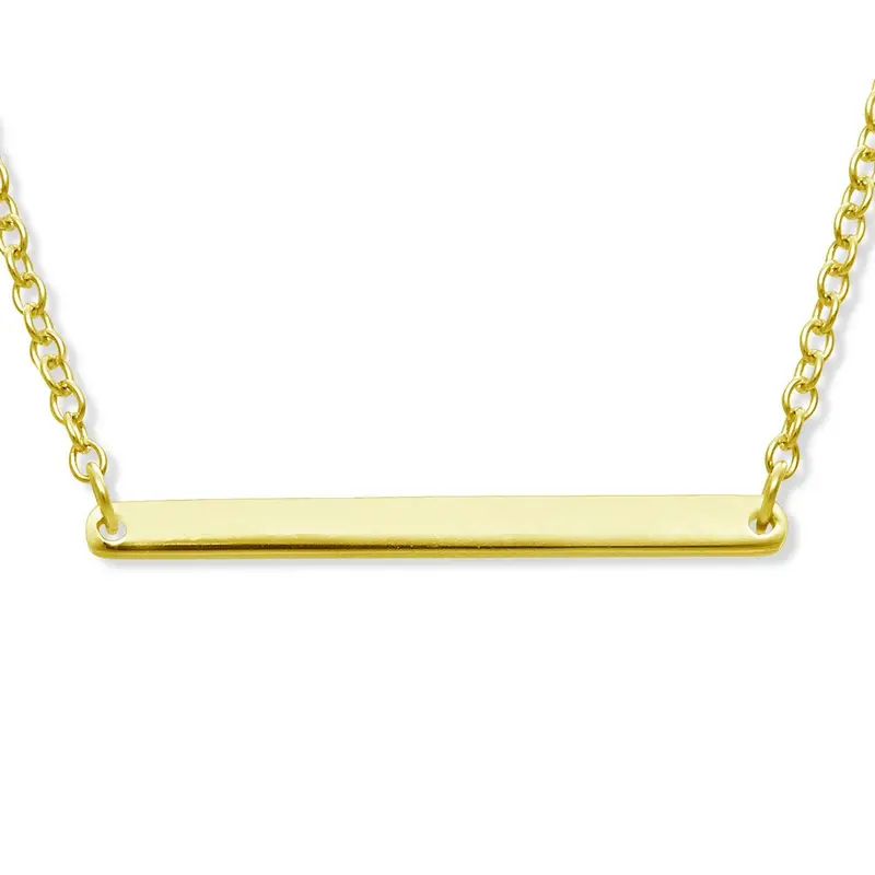 Sterling Silver Small Bar Necklace - Gold Plated