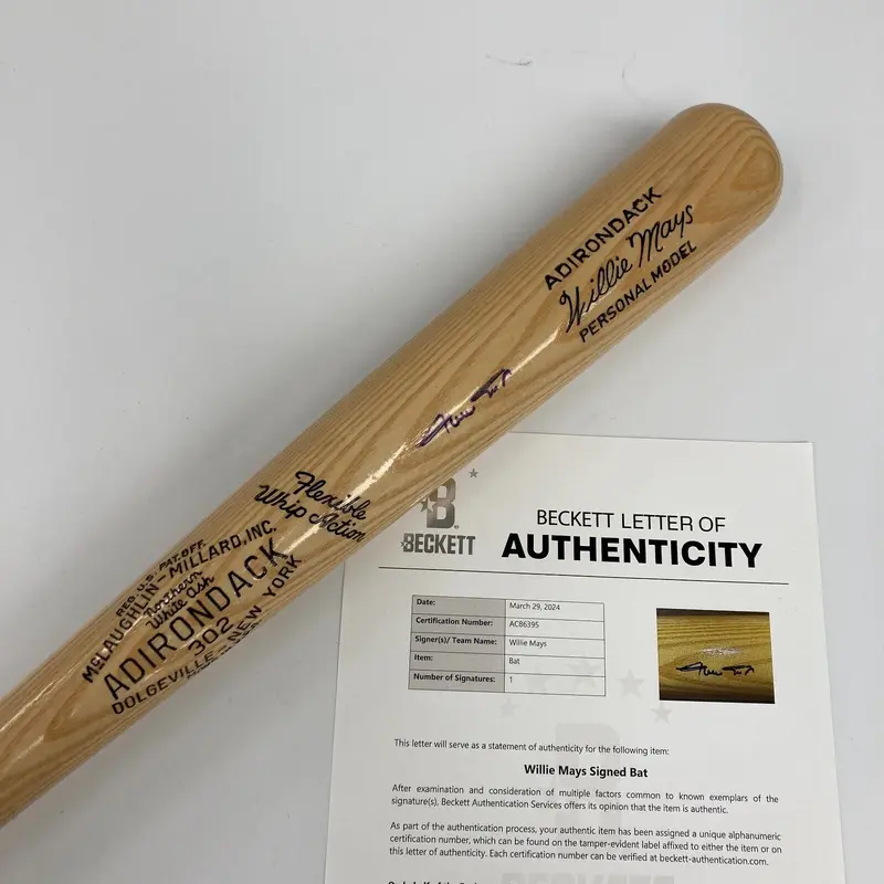 Willie Mays Signed Adirondack Game Model Baseball Bat With Beckett COA