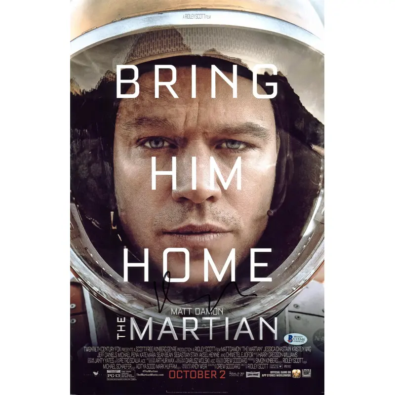 Matt Damon The Martian Authentic Signed 11x17 Photo Autographed BAS #C15348