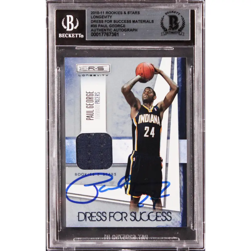Pacers Paul George Signed 2010 Rookies & Stars Longevity #35 Card BAS Slabbed