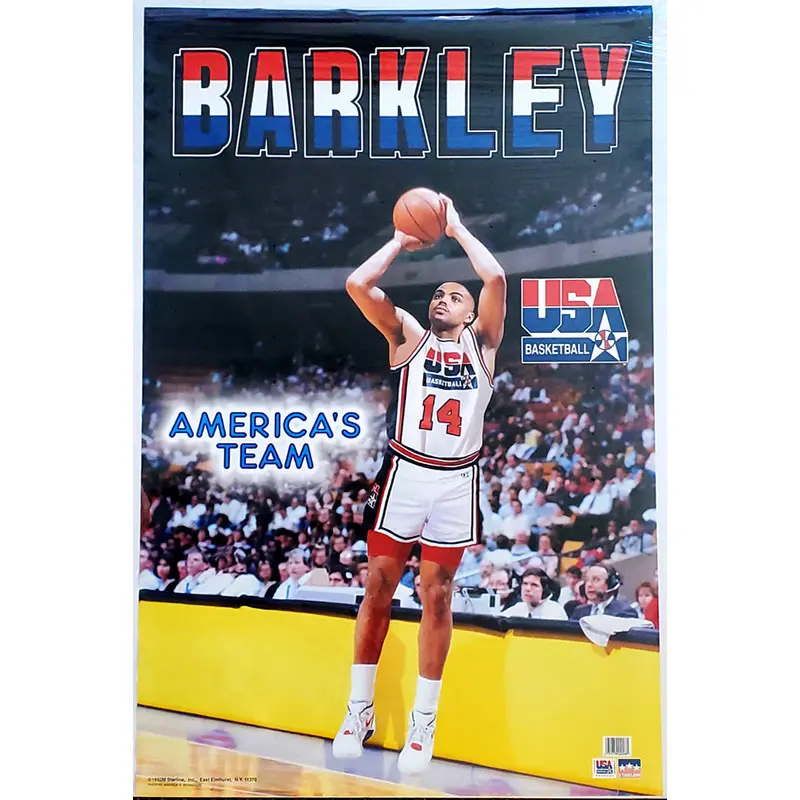 Charles Barkley "America's Team" (1992) USA Olympic Team Action Poster - Starline Inc.