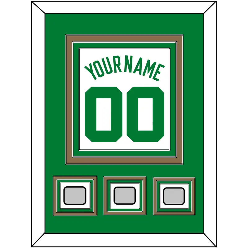 Boston Name & Number With 3 Trophy Patches - Home White (1972-2018) - Triple Mat 2