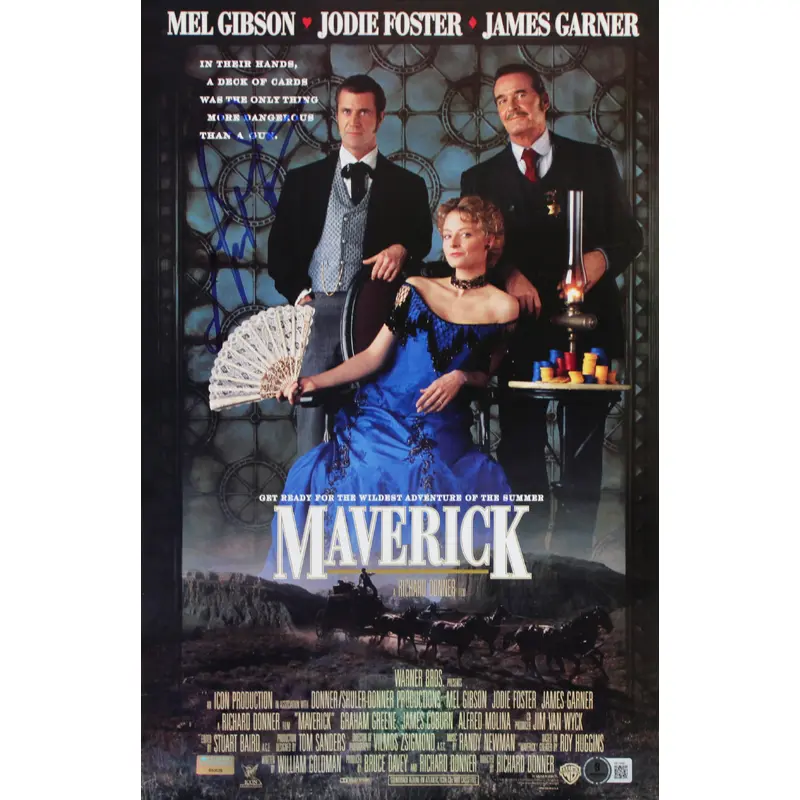 Mel Gibson Maverick Authentic Signed 11x17 Mini Movie Poster Photo BAS