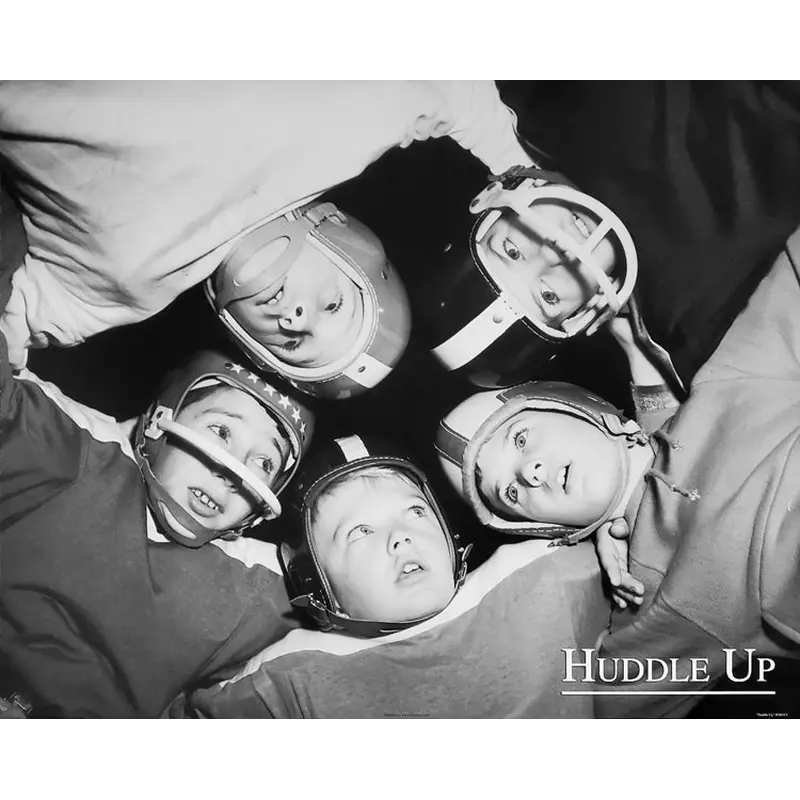 Kids Football "Huddle Up" Classic Black-and-White 16x20 Poster - Image Source