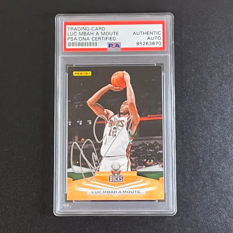 2009-10 Panini Basketball #100 Luc Mbah a Moute Signed Card AUTO PSA Slabbed Bucks