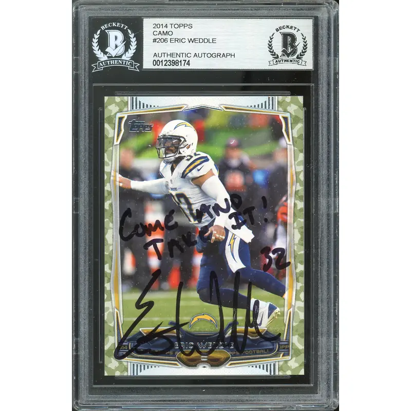 Chargers Eric Weddle Authentic Signed 2014 Topps Camo #206 Card BAS Slabbed