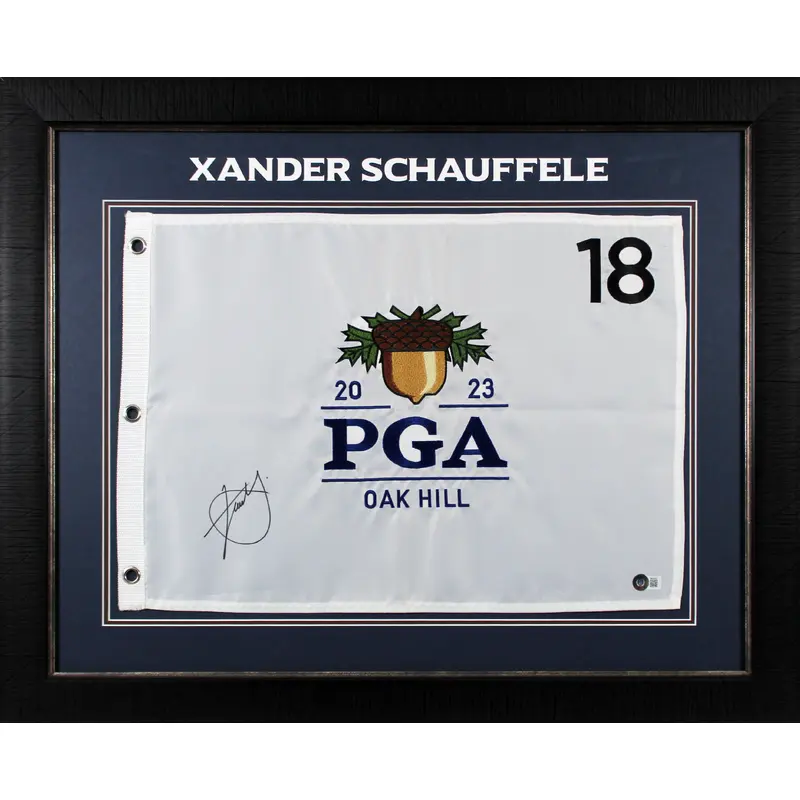 Xander Schauffele Signed & Framed 2023 PGA Championship Pin Flag BAS #BK02153