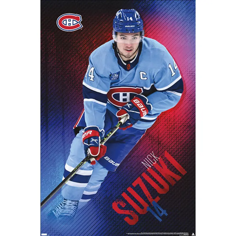 Nick Suzuki "The Captain" Montreal Canadiens NHL Action Poster - Costacos Sports