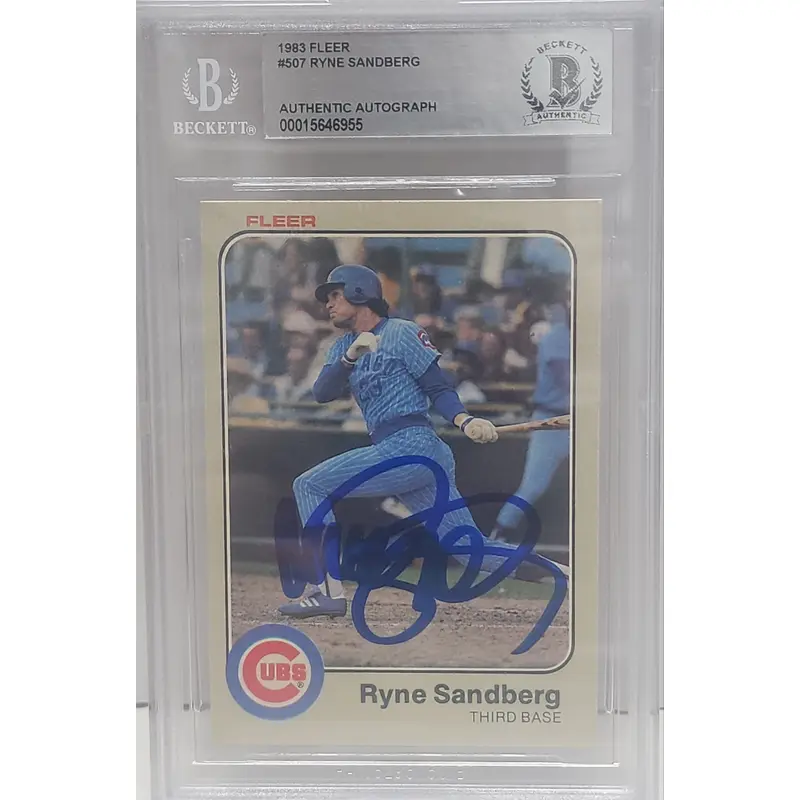 Ryne Sandberg 1983 Fleer #507 Rookie Autograph BGS Auth