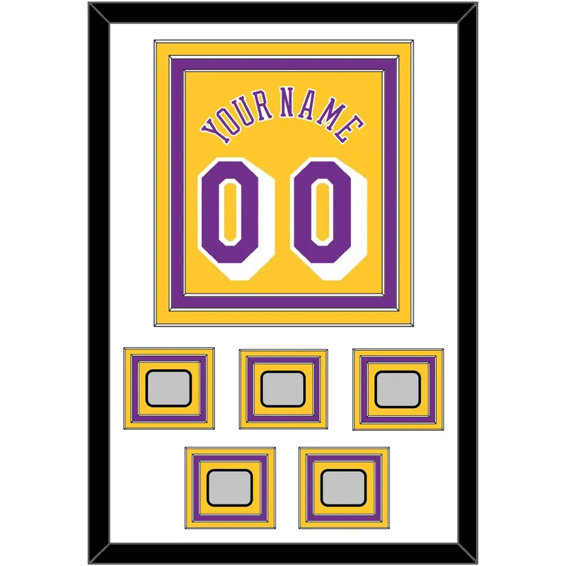 Los Angeles Name & Number With 5 Trophy Patches - Home Yellow (1978-1997) - Triple Mat 1