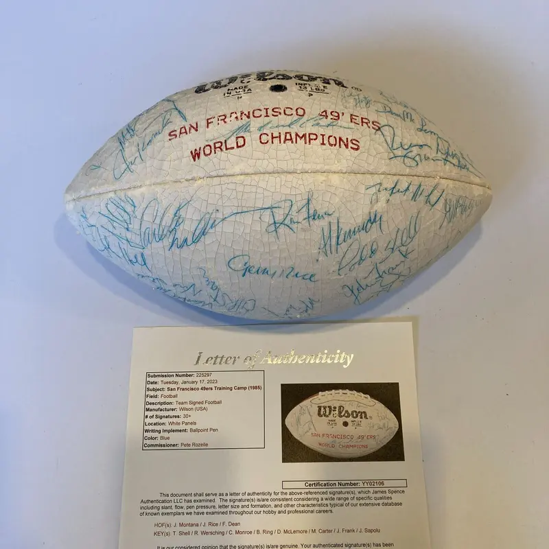 1984-85 San Francisco 49ers Team Signed Super Bowl World Champs Football JSA