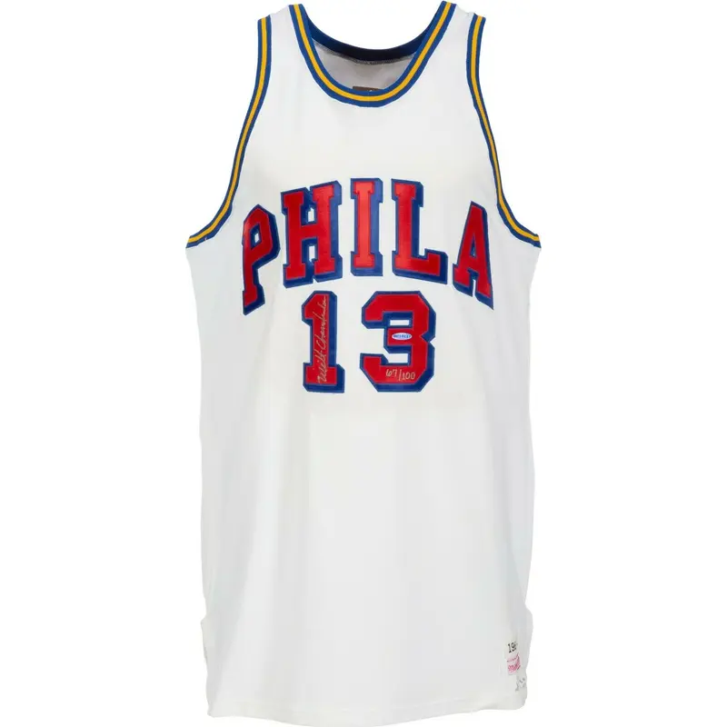 Wilt Chamberlain Signed Authentic Philadelphia 76ers Jersey UDA & PSA DNA COA