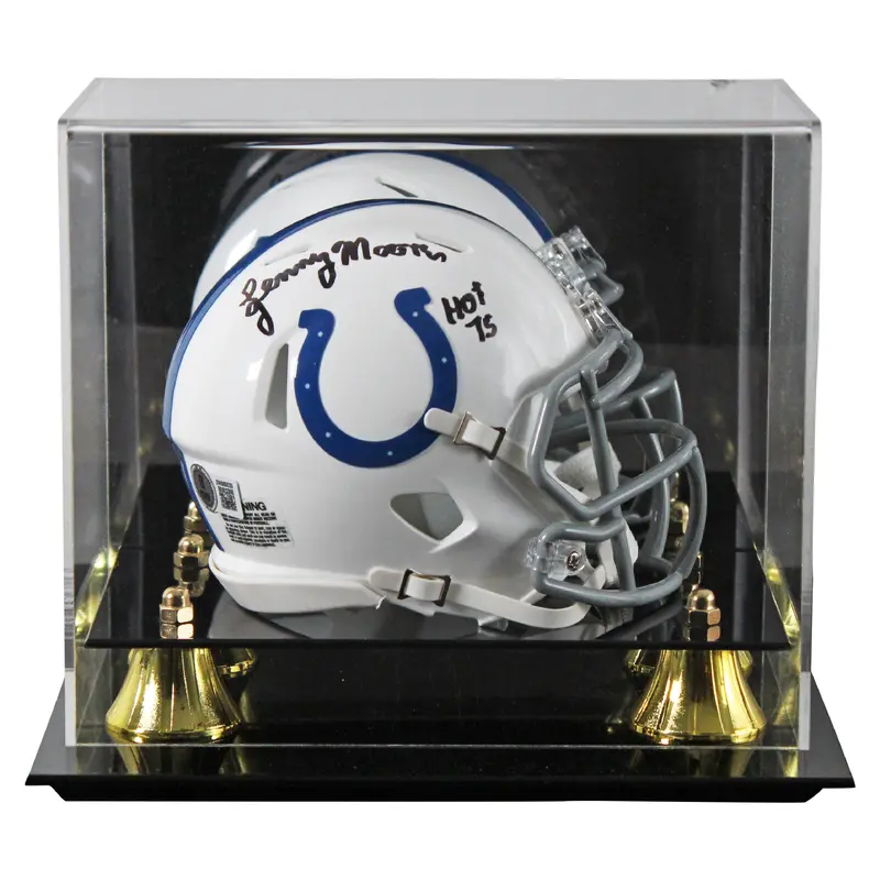 Colts Lenny Moore "HOF 75" Signed Speed Mini Helmet W/ Case BAS Witnessed