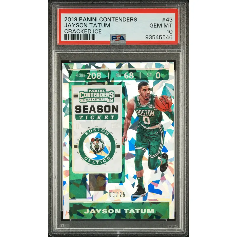 Jayson Tatum 2018 Panini Contenders #43 Cracked Ice #9/25 PSA 10 Gem Mint