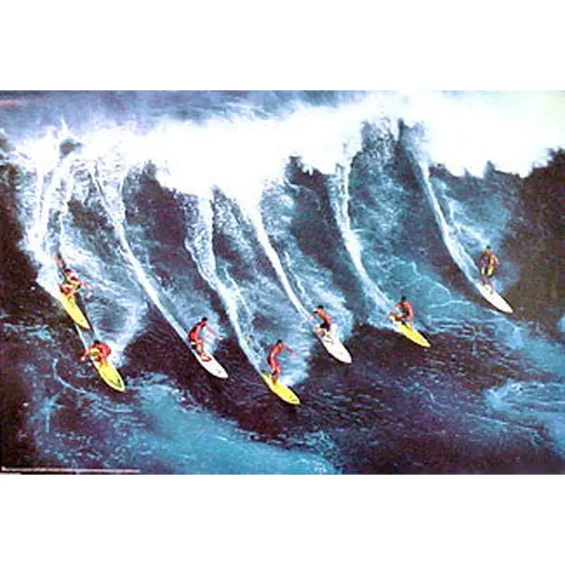 Seven Surfers "Surf Crew" Surfing Action Poster - Nuova