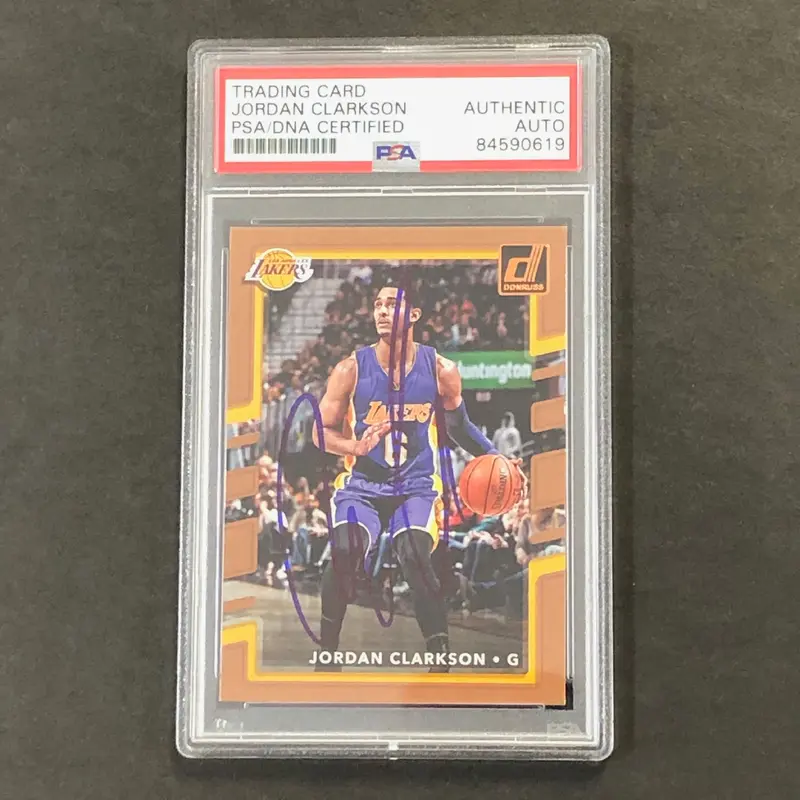 2017-18 Donruss Basketball #66 Jordan Clarkson Signed Card AUTO PSA Slabbed Lakers