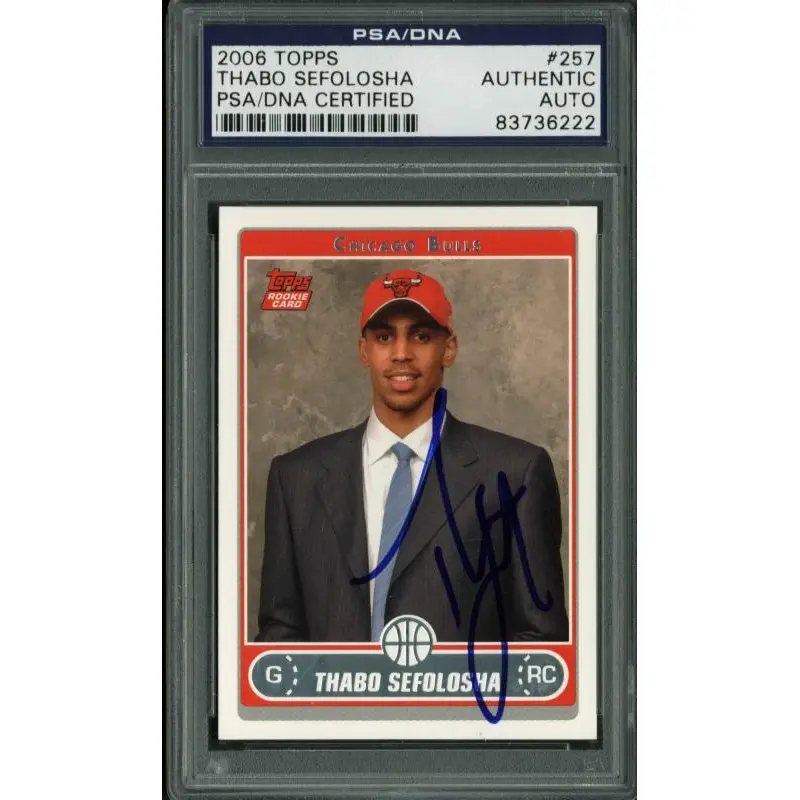 Bulls Thabo Sefolosha Authentic Signed Card 2006 Topps Rc #257 PSA/DNA Slabbed
