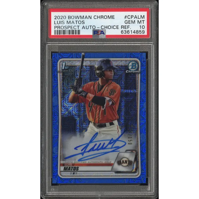 Luis Matos 2020 Bowman Chrome Chroice Refractor Auto #27/150 PSA 10 Gem Mint