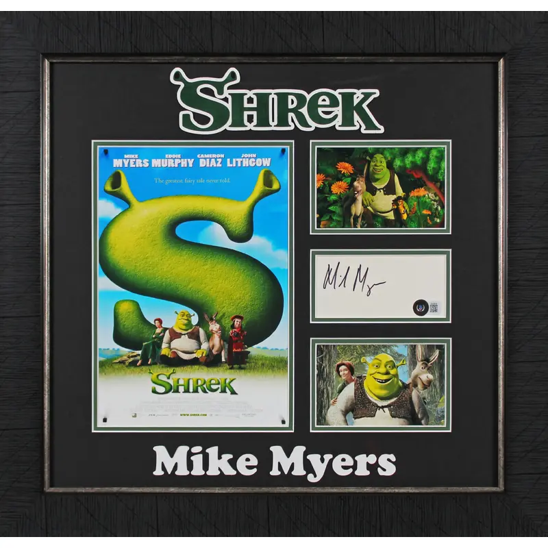 Mike Myers Shrek Authentic Signed & Framed 2.75x5.25 Cut Signature BAS #BJ63919