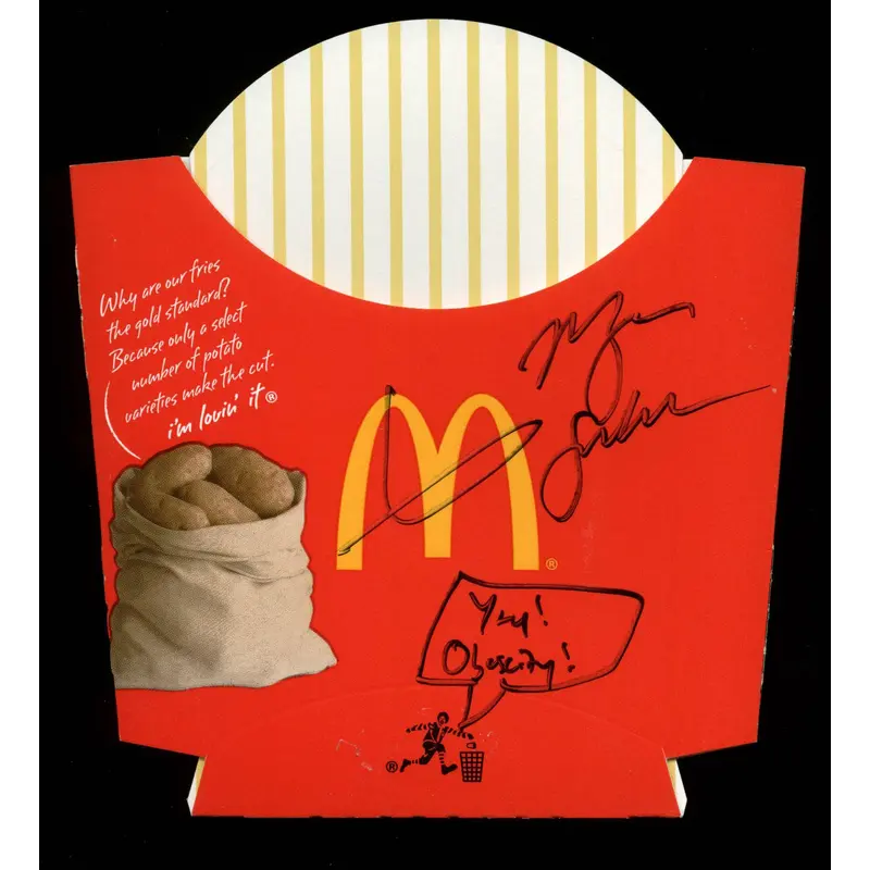 Morgan Spurlock "Yay! Obesity!" Signed McDonald's Large Fry  PSA/DNA #V22457