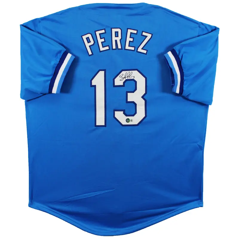 Salvador Perez Authentic Signed Light Blue Pro Style Jersey BAS Witnessed