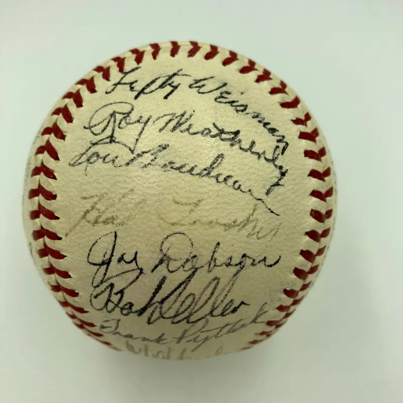 1939 Cleveland Indians Team Signed American League Baseball JSA COA Bob Feller