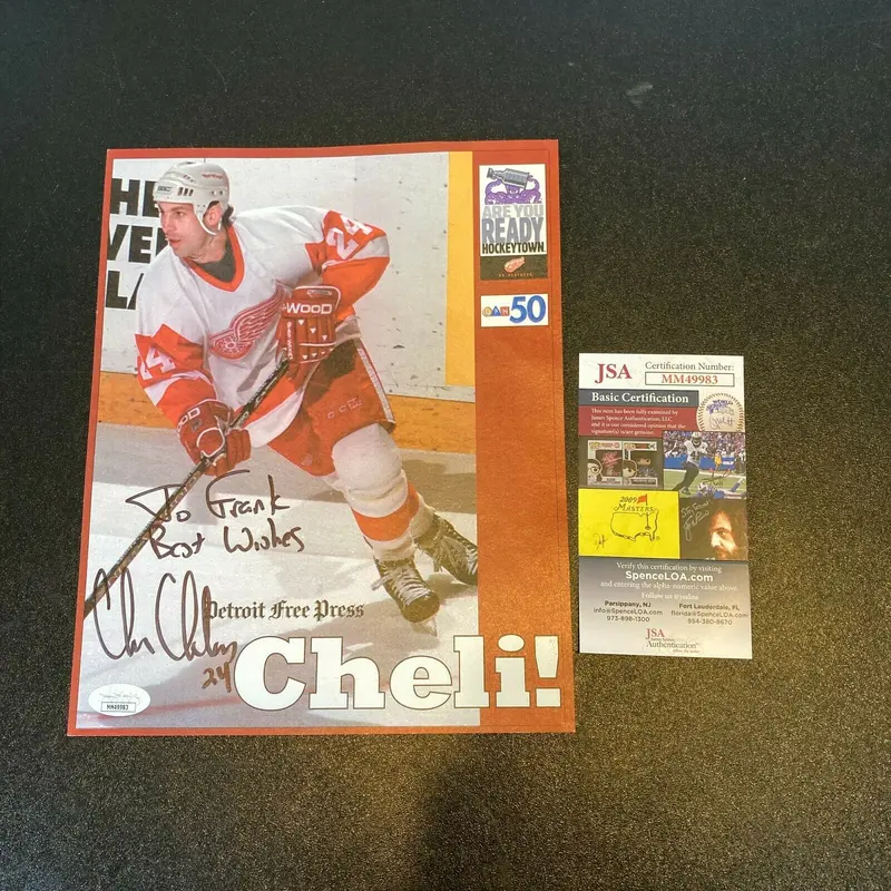 Chris Chelios Signed Detroit Free Press 8x10 Photo Cheli! JSA COA Red Wings