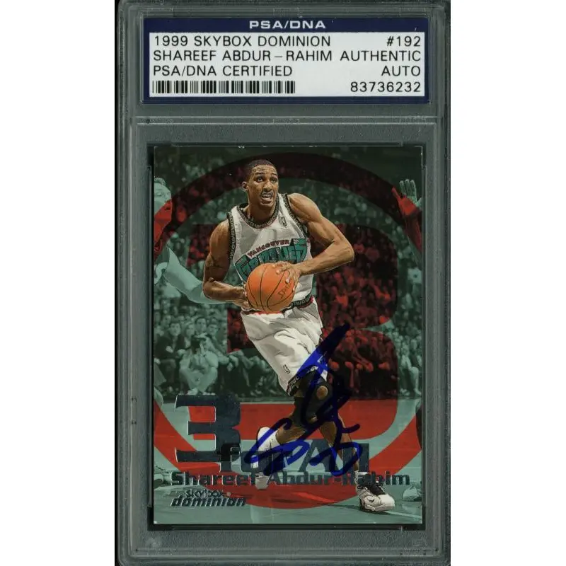 Grizzlies Shareef Abdur-Rahim Signed Card 1999 Skybox Dominion #192 PSA Slabbed
