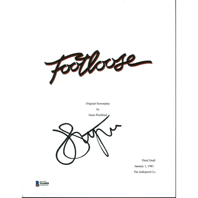 John Lithgow Footloose Authentic Signed Movie Script Cover BAS #H44808