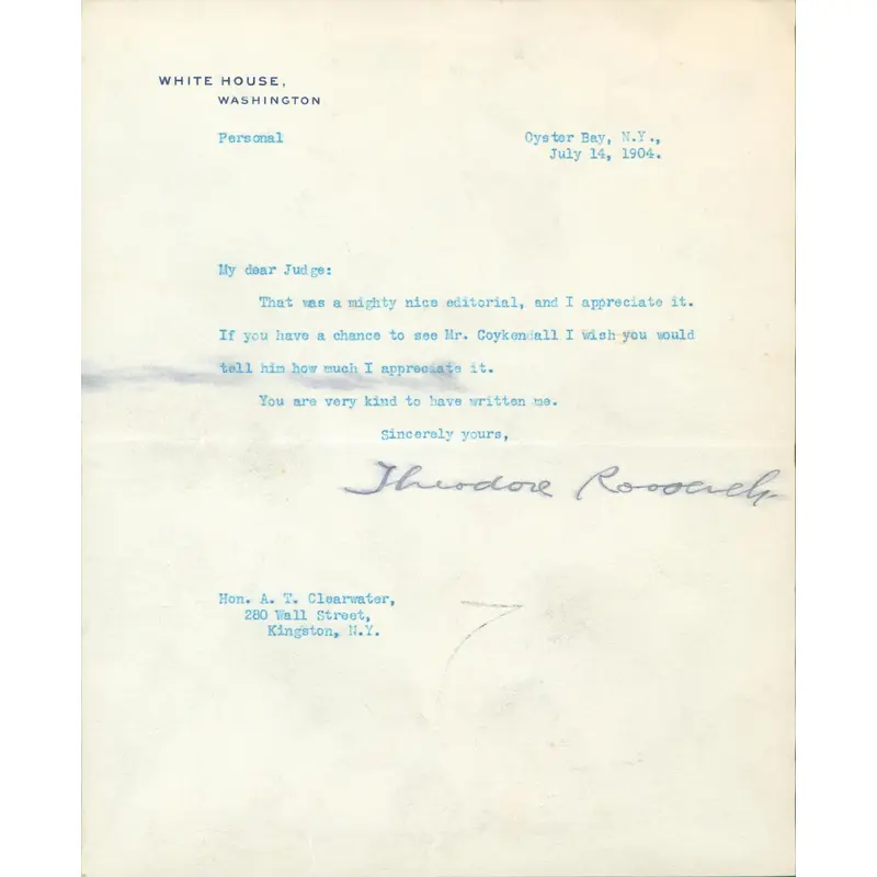 Theodore Roosevelt Signed 7.15x8.75 1904 Letter On WH Letterhead JSA #XX33735