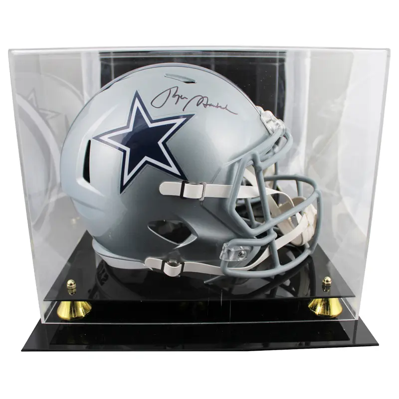 Cowboys Roger Staubach Signed Silver Full Size Speed Rep Helmet W/ Case BAS Wit