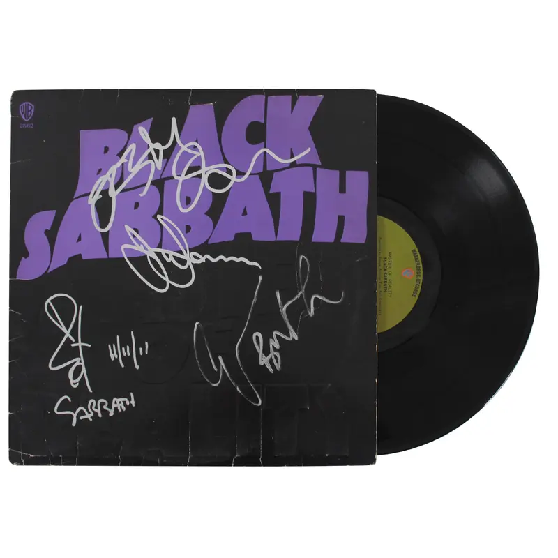 Black Sabbath (4) Osbourne, Iommi,  Ward & Butler Signed Album Cover w Vinyl PSA