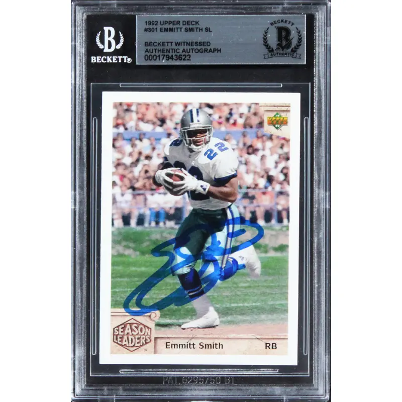 Cowboys Emmitt Smith Authentic Signed 1992 Upper Deck #301 Card BAS Slabbed
