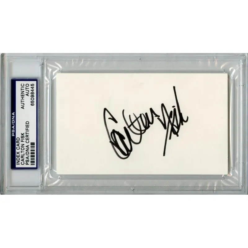 Red Sox Carlton Fisk Signed 3X5 Index Card Autograph PSA/DNA Slabbed #65098445