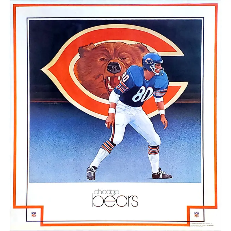 Chicago Bears "Roar" NFL Team Theme Art Poster by Keith Batcheller - Damac Inc. 1979