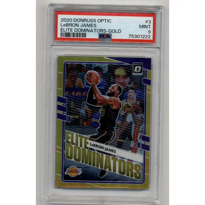 LeBron James 2020-21 Optic Elite Dominators Gold 10/10 PSA 9 Mint