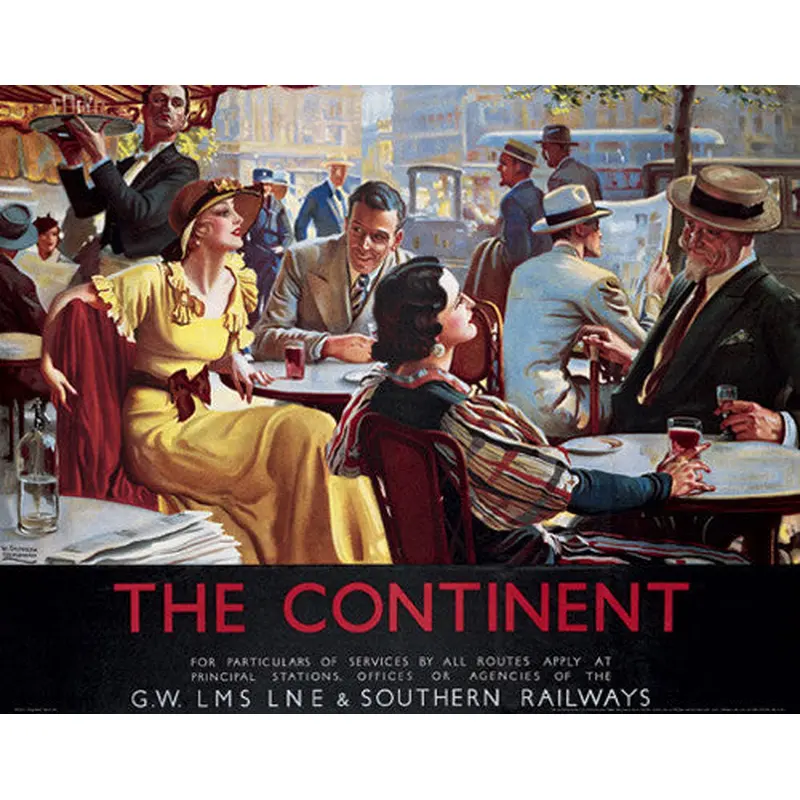 The Continent By Rail (England c.1925) Vintage Travel Poster Reprint - Front Line