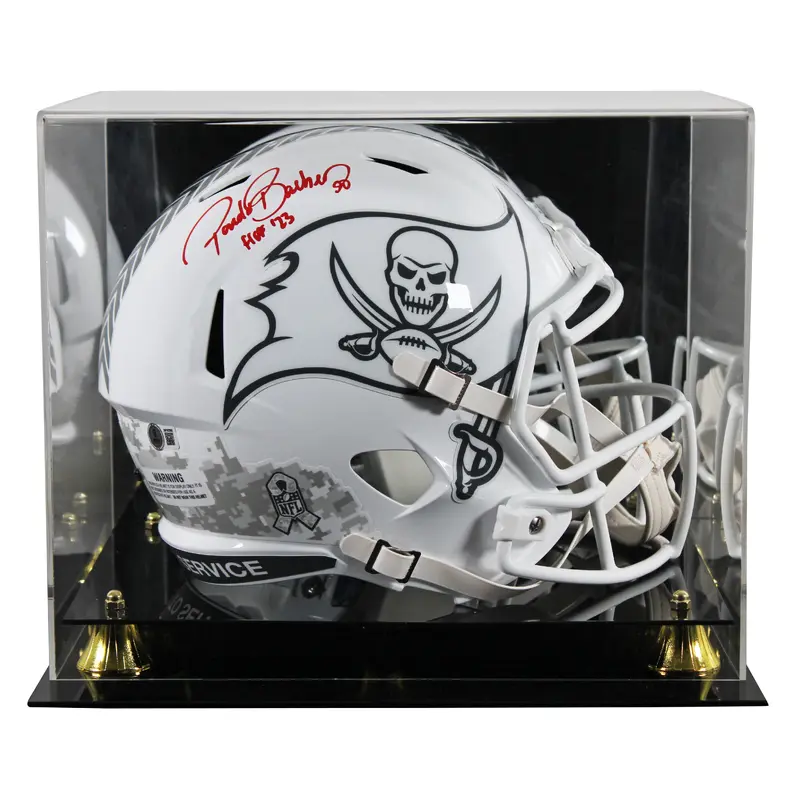 Bucs Ronde Barber "HOF 23" Signed STS III F/S Speed Rep Helmet W/ Case BAS Wit